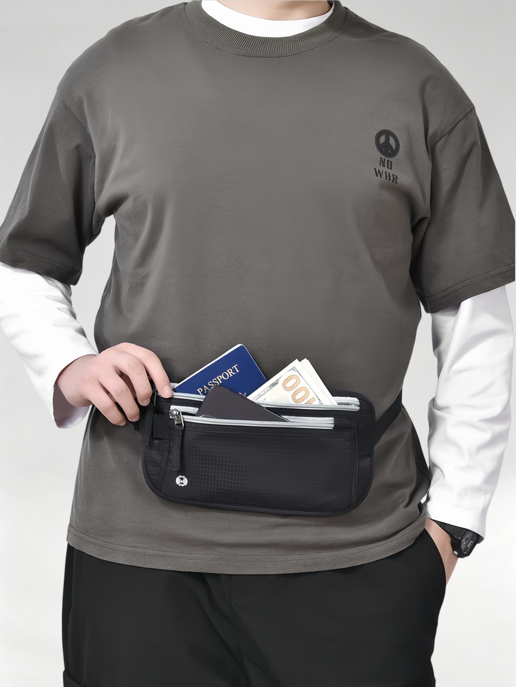 Flexvibe Anti-Scan Travel Passport Pouch, Hidden Waterproof Waist Bag for Phone & Documents