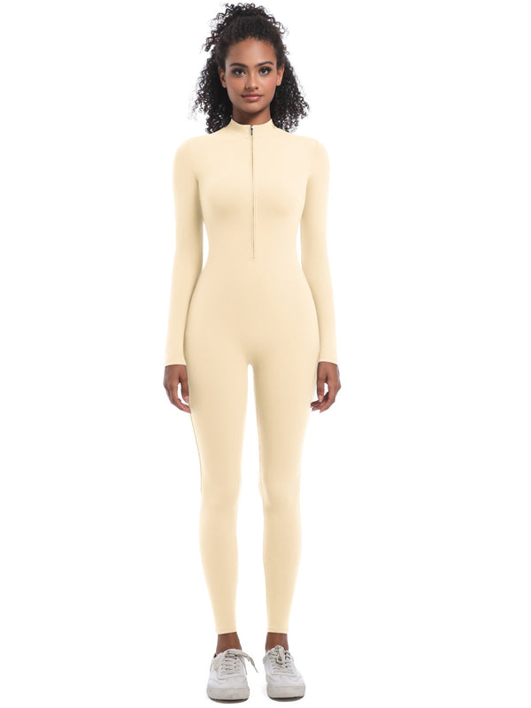 Flexvibe Women’s Yoga Pilates Bodysuit - Half-Zip Slim-Fit Breathable Athletic Wear