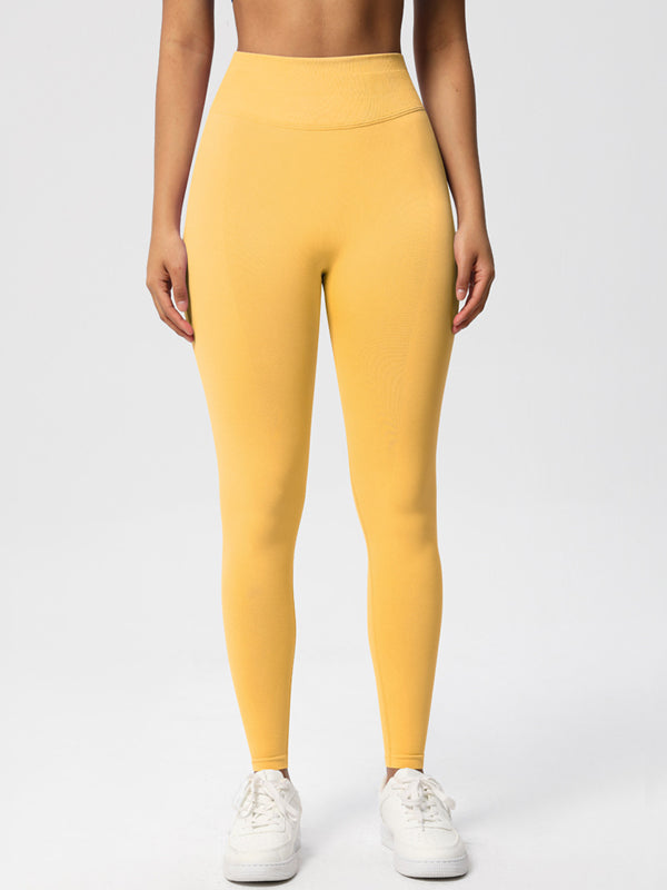 Flexvibe High Waisted Seamless Yoga Leggings - Solid Color Butt Lifting Tummy Control 4-Way Stretch