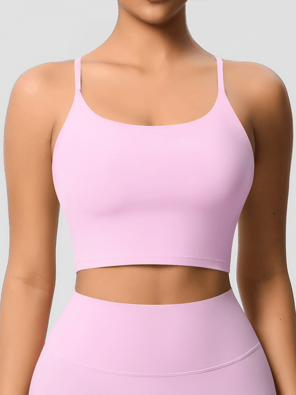 Flexvibe Double-Sided Fleece Thin-Strap Sports Bra - Abdominal Shaping Gym Yoga