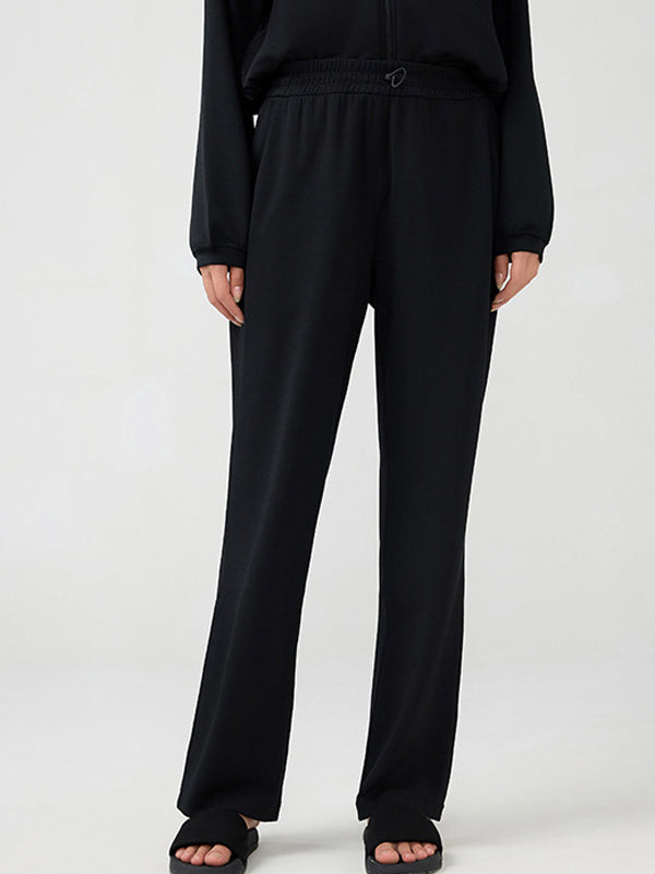 Flexvibe High Waisted Wide Leg Sweatpants Autumn Winter Butt Lifting Side Pockets Adjustable Buckle