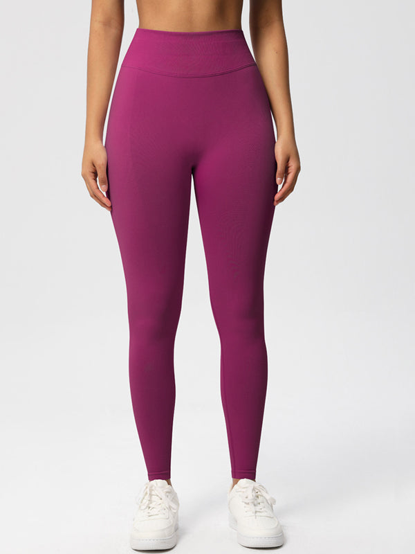 Flexvibe High Waisted Seamless Yoga Leggings - Solid Color Butt Lifting Tummy Control 4-Way Stretch