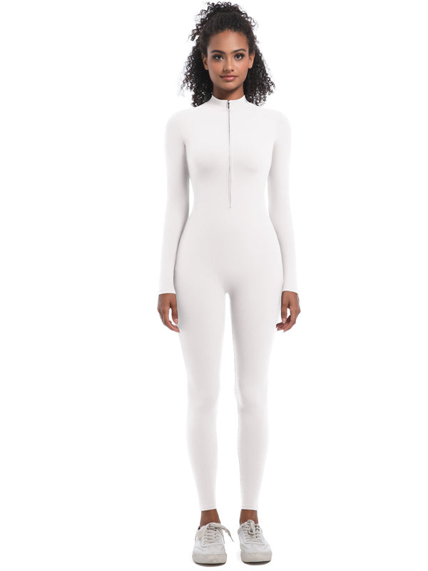 Flexvibe Women’s Yoga Pilates Bodysuit - Half-Zip Slim-Fit Breathable Athletic Wear