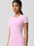 Flexvibe Double-Sided Brushed Yoga Top - High Elastic Slim Fit Breathable Short Sleeve