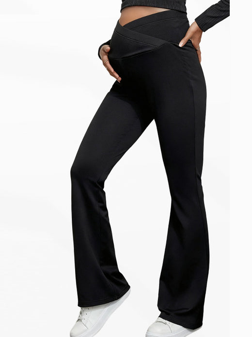 Flexvibe Maternity Winter Yoga Pants | Cross-Panel Tummy Support, Flare Leg, Warm, 3 Colors, S–XL