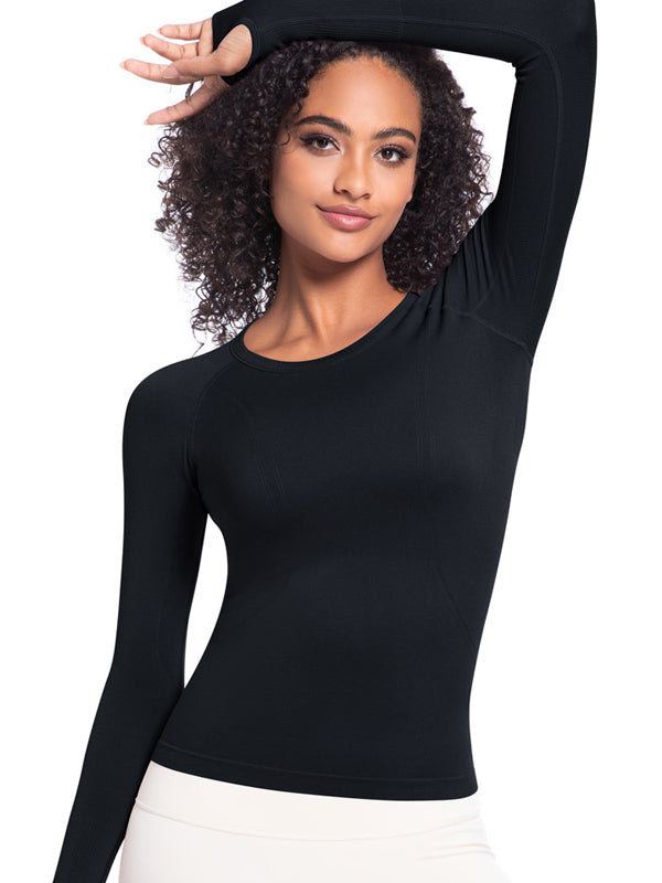 Flexvibe Seamless One-Piece Sports Top - Quick-Drying Slim-Fit Figure-Flattering Long Sleeve