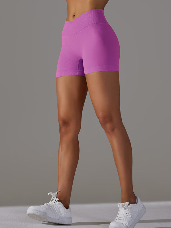 Flexvibe 3-Inch Knitted Yoga Shorts - Cross-Waist Butt Lifting Breathable Workout