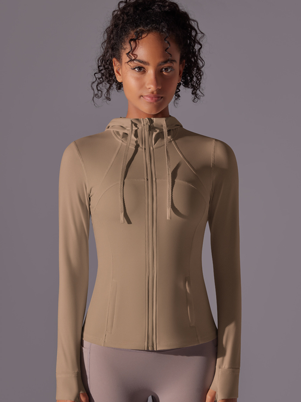 Flexvibe Zipper Pocket Hooded Sports Jacket - Breathable Slim-Fit Versatile Athletic Outerwear