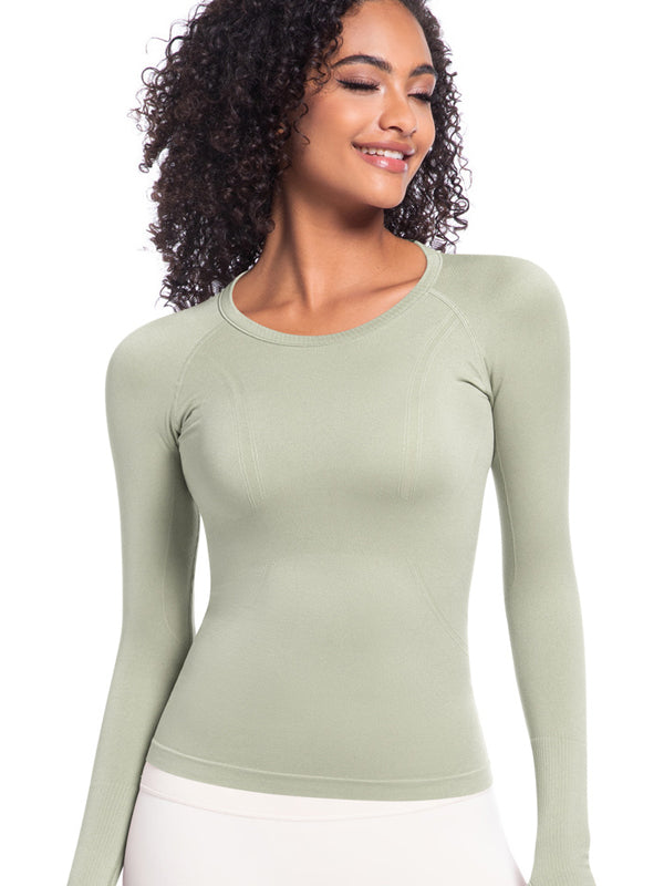 Flexvibe Seamless One-Piece Sports Top - Quick-Drying Slim-Fit Figure-Flattering Long Sleeve