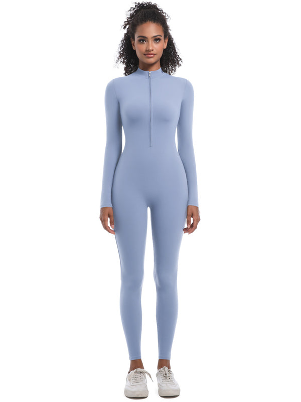 Flexvibe Women’s Yoga Pilates Bodysuit - Half-Zip Slim-Fit Breathable Athletic Wear