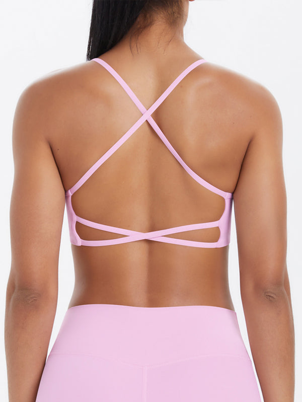 Flexvibe Crisscross Backless Yoga Bra Thin Strap High Elastic Sweat-Wicking