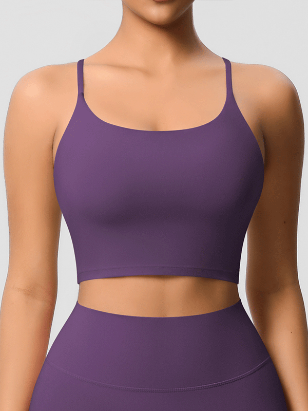 Flexvibe Double-Sided Fleece Thin-Strap Sports Bra - Abdominal Shaping Gym Yoga