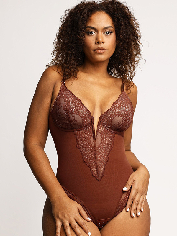 Flexvibe Lace Tummy Control Bodysuit - Breathable Butt Lift Elastic Shapewear for Women Daily/Party