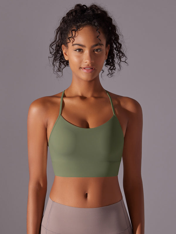 Flexvibe Double-Sided Brushed Yoga Bra Y-Back Fixed Cup Skin-Friendly