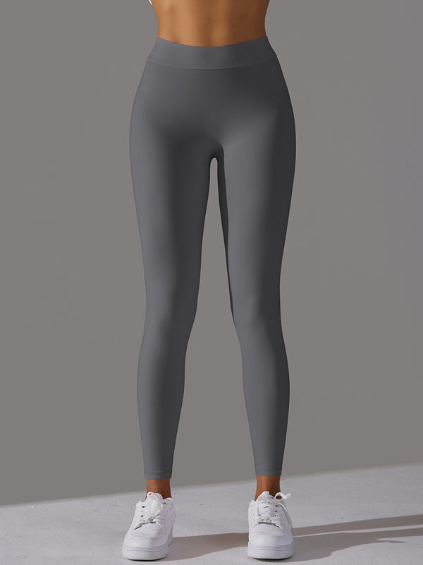 Flexvibe V-Waist Ruffled Yoga Capris - High Waisted Butt Lifting Tummy Control Solid Color