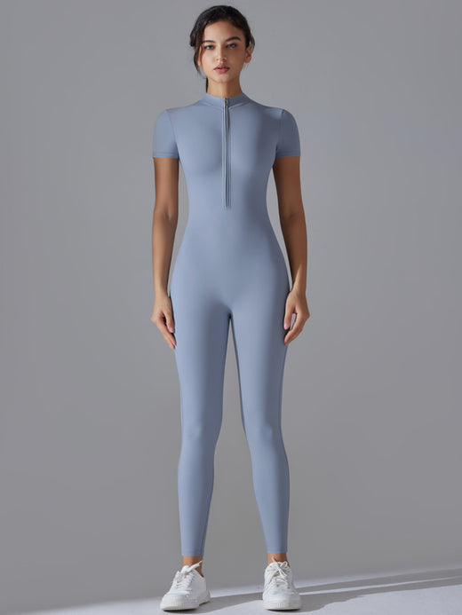 Flexvibe Zip Short Sleeve Bodysuit | Stretchy, Moisture-Wicking, Butt-Lift, 5 Colors, S–XL