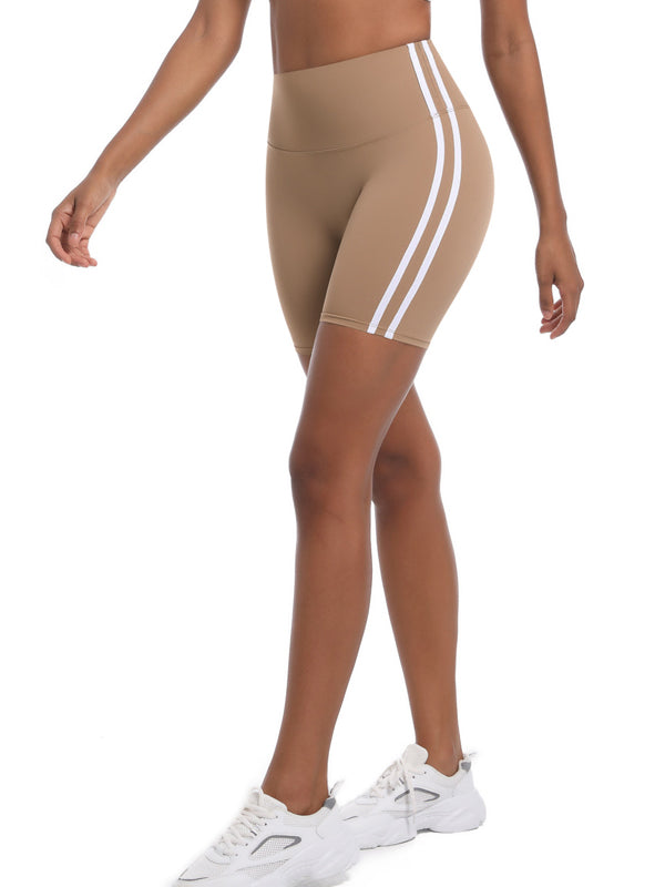 Flexvibe Striped High-Waisted Workout Shorts - Stretchy Breathable 3-Inch Yoga Bottoms