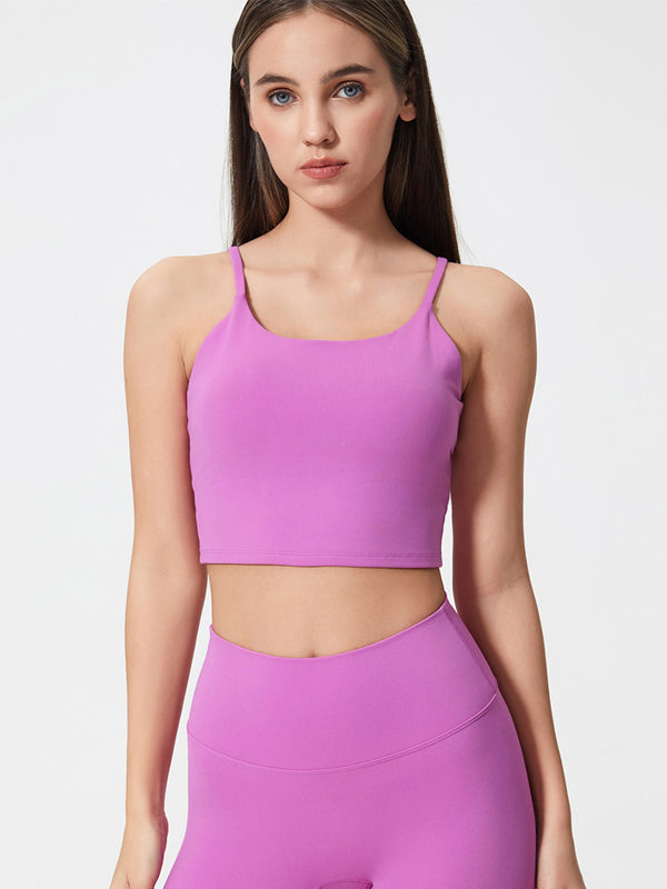 Flexvibe Backless Shockproof Sports Bra - Thin Straps Padded Cups High Elastic