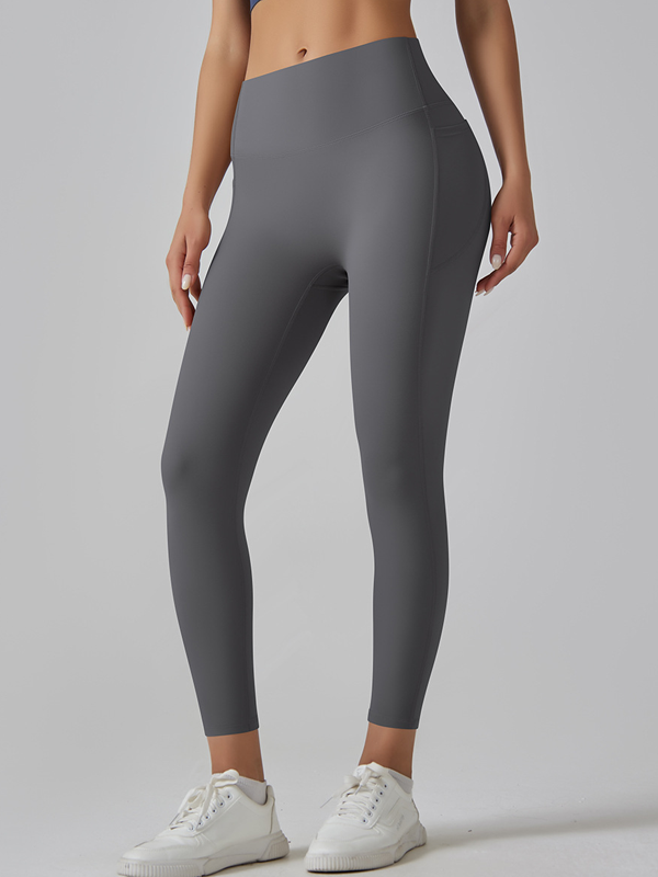 Flexvibe High Waisted Seamless Yoga Leggings - Barely There Side Pockets Butt Lifting Quick Dry