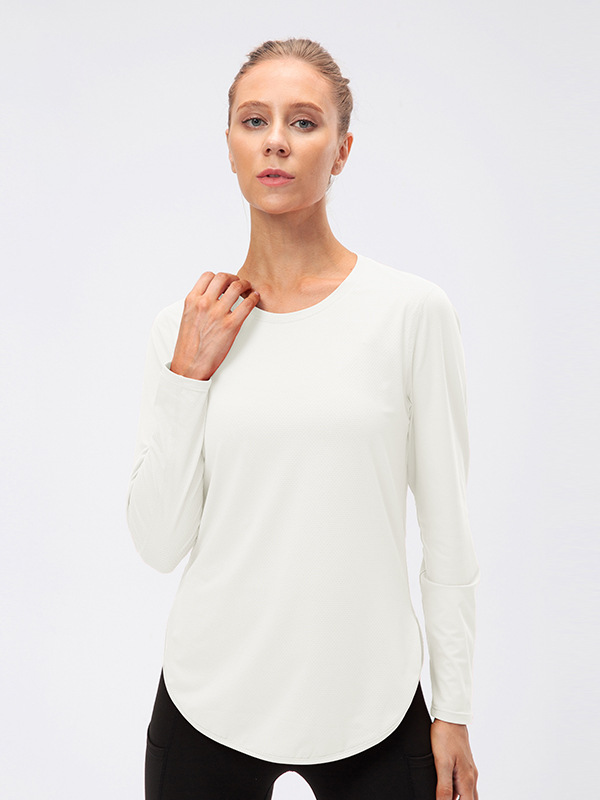 Flexvibe Loose Split Sleeve Yoga Top Thumb Hole UV Protection Quick Drying
