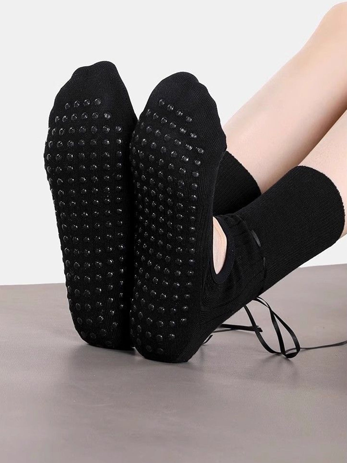 Ballet-Style Mid-Calf Pilates Grip Socks - Flexvibe product image 9