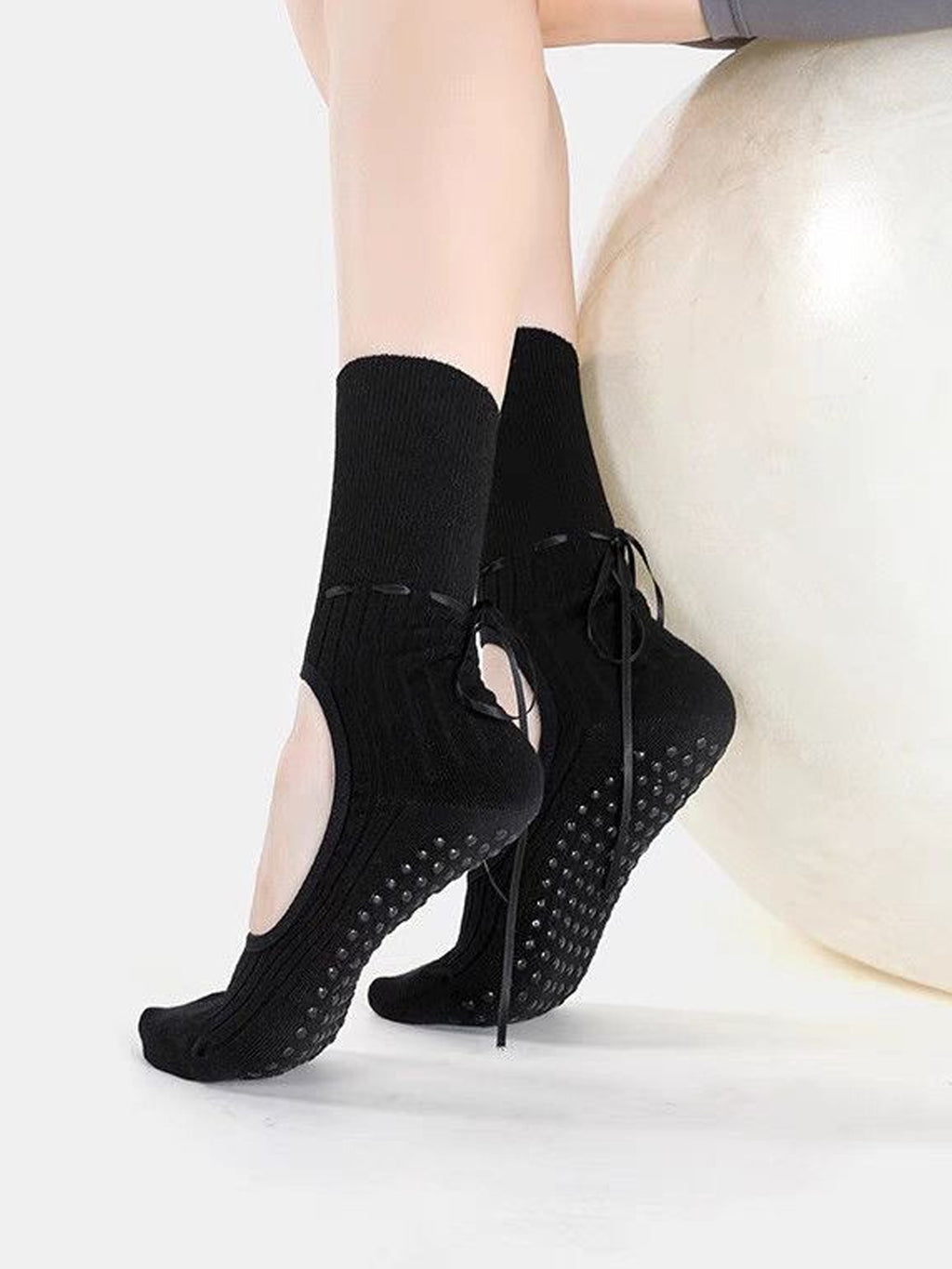 Ballet-Style Mid-Calf Pilates Grip Socks - Flexvibe product image 7