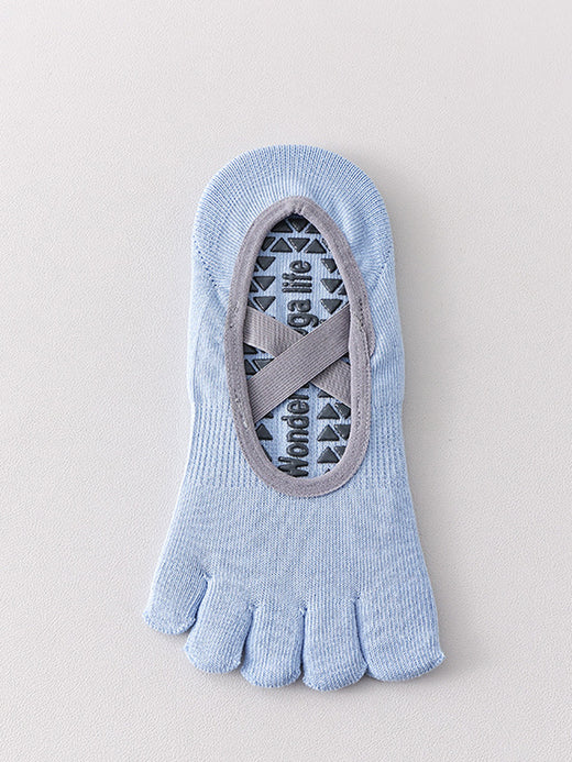 Cross-Strap Five-Toe Pilates Socks for Women