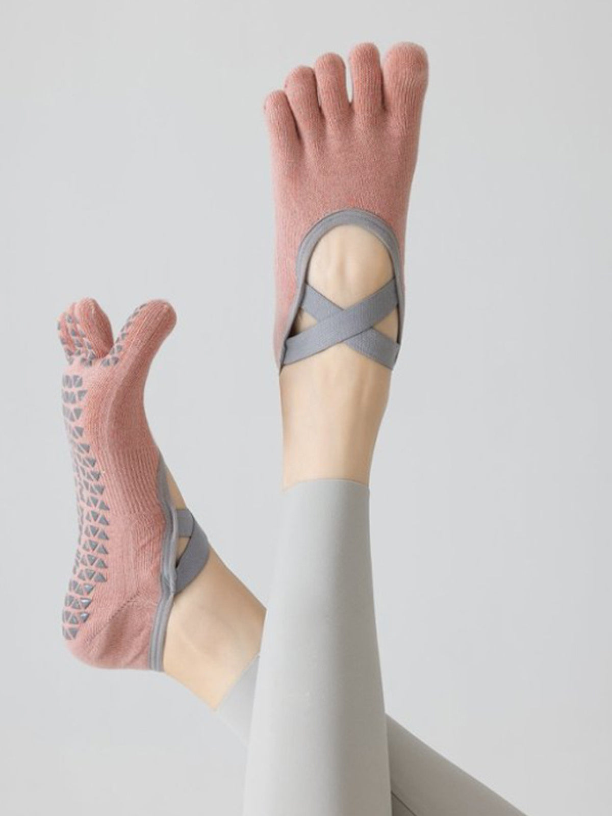 Cross-Strap Five-Toe Pilates Socks for Women - Flexvibe product image 9