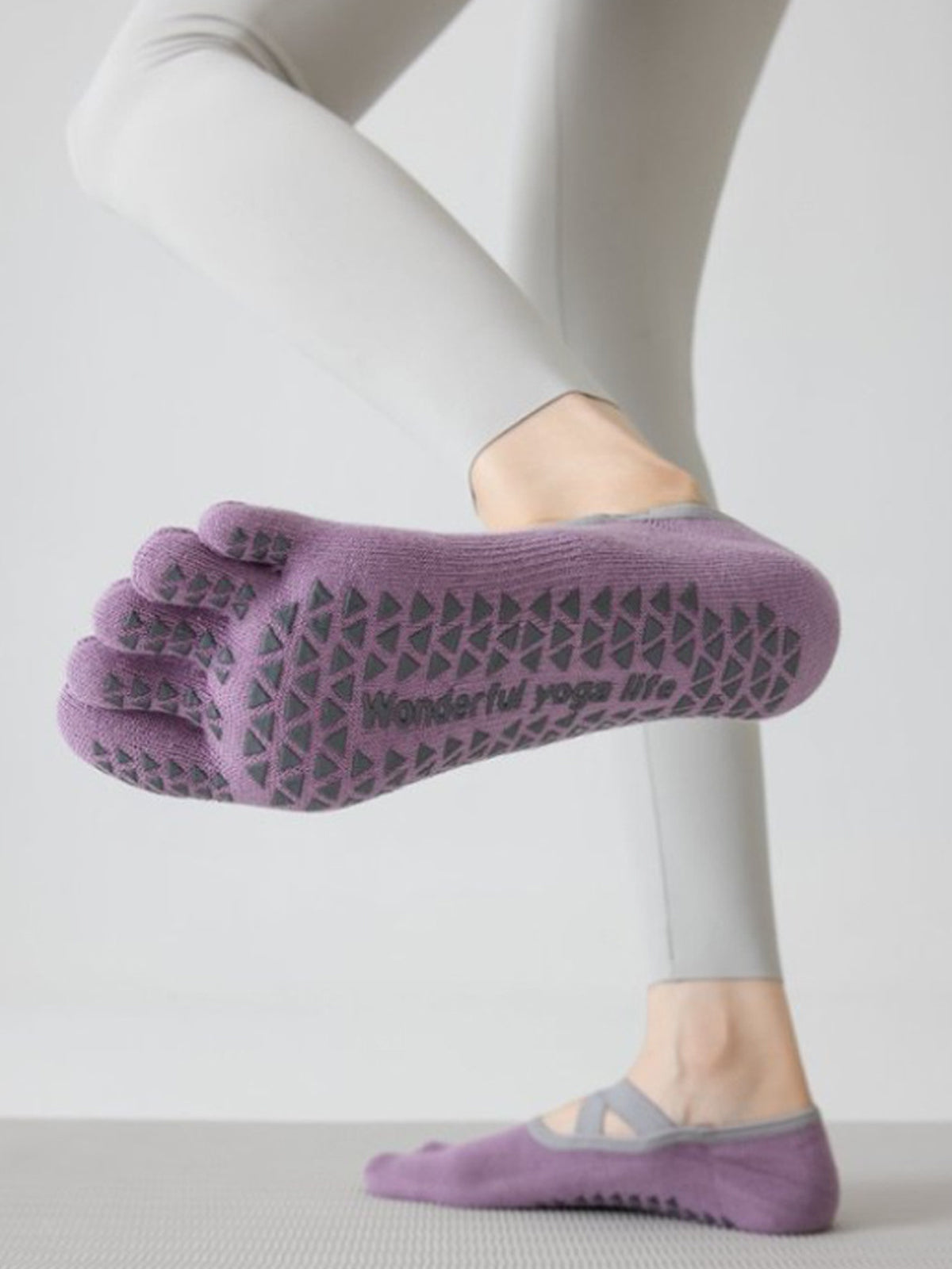Cross-Strap Five-Toe Pilates Socks for Women - Flexvibe product image 11