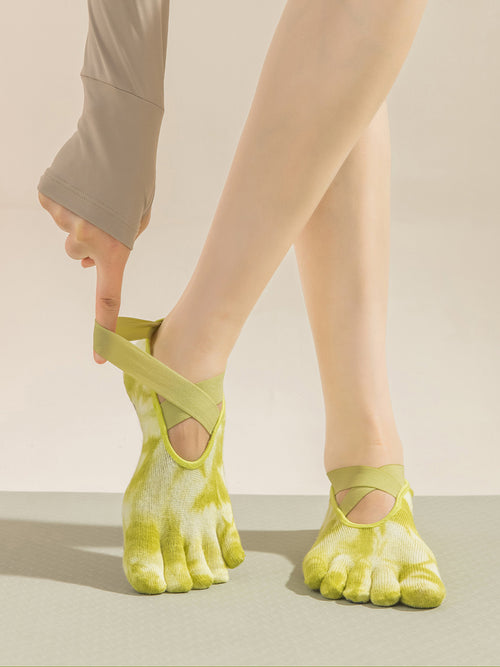 Tie-Dye Five-Toe Pilates Grip Socks - Flexvibe product image 1