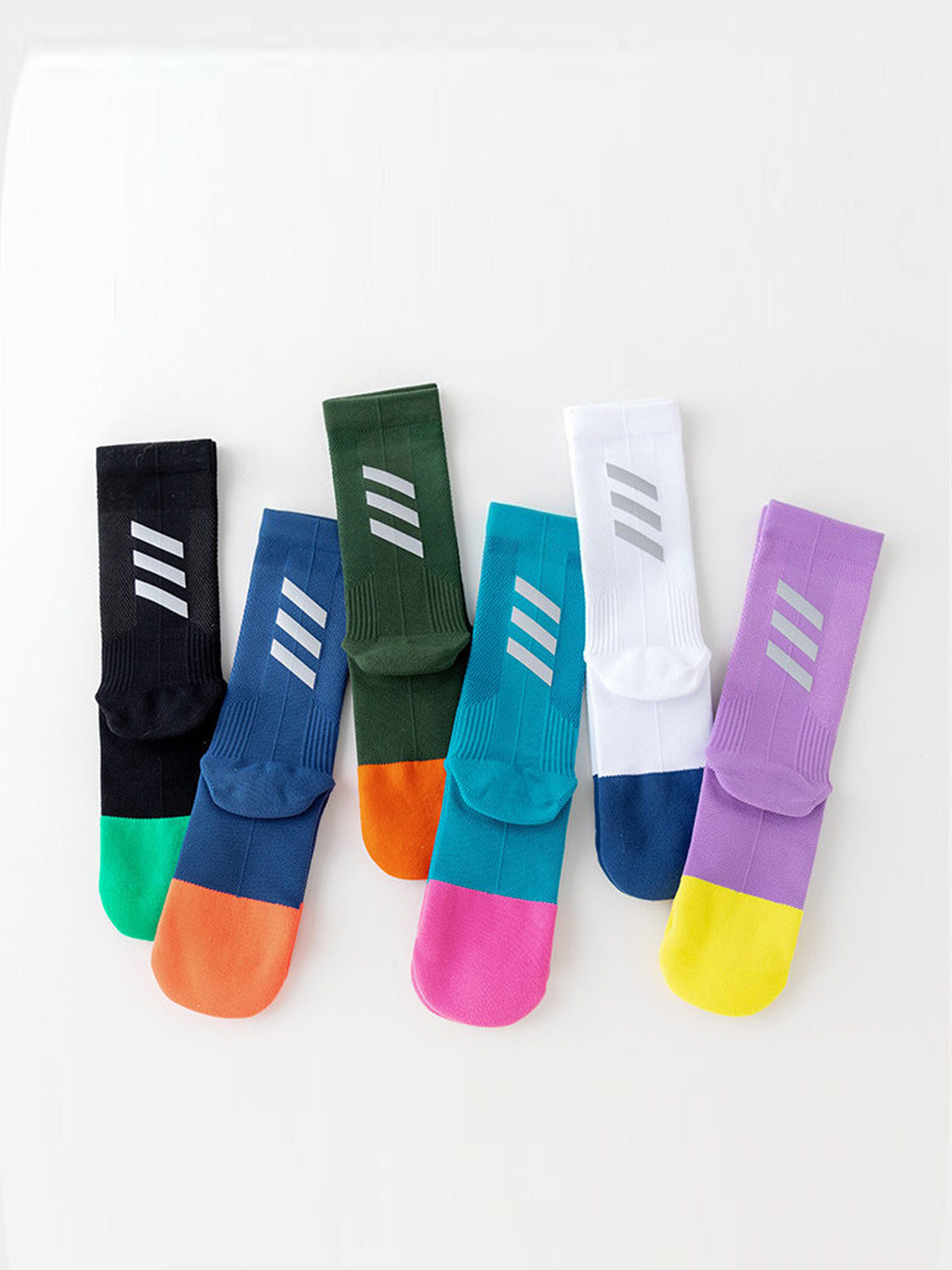 Flexvibe Unisex Long Cycling Socks Reflective Non-Slip Quick Dry for Road Bike Running