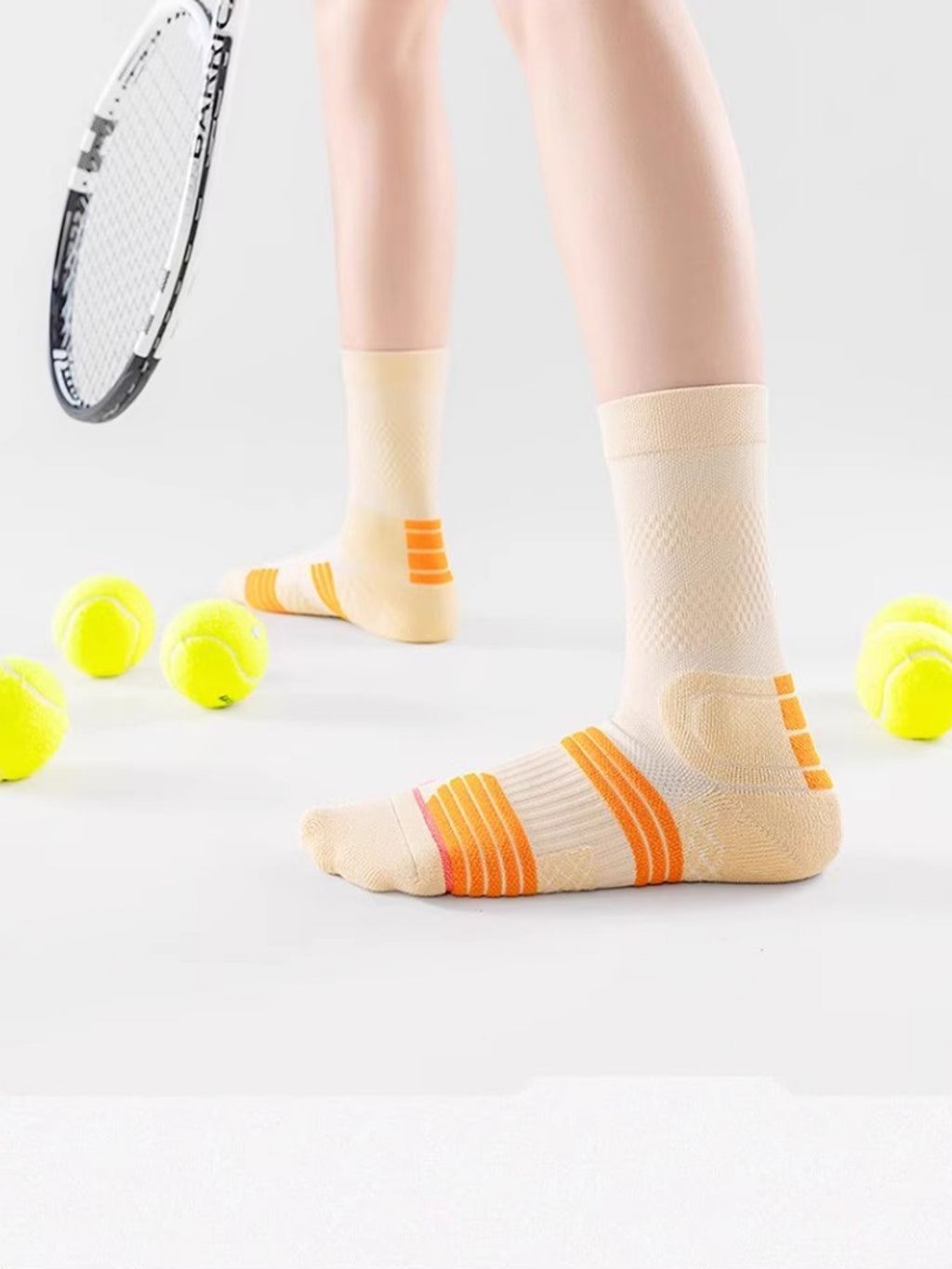 Flexvibe Women Mid-Calf Sports Socks, Terry Cushion Anti-Odor for Running Basketball
