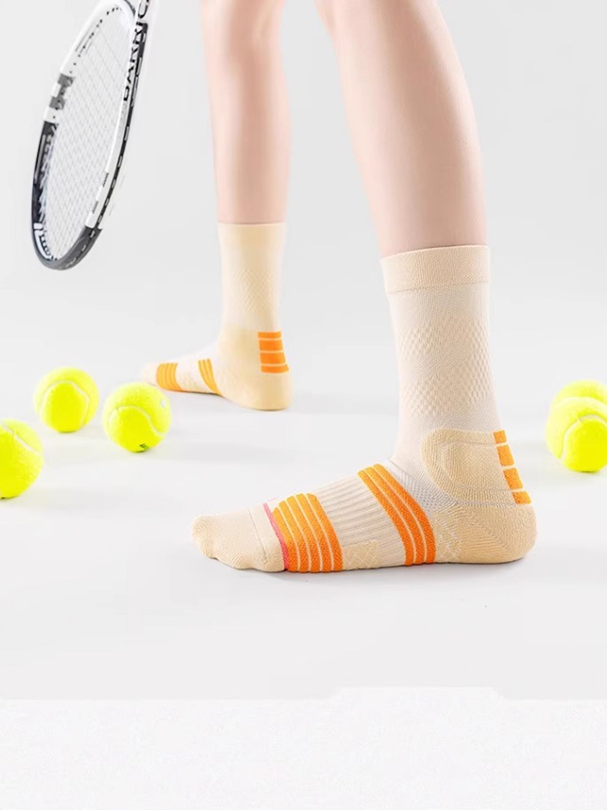 Flexvibe Women Mid-Calf Sports Socks, Terry Cushion Anti-Odor for Running Basketball