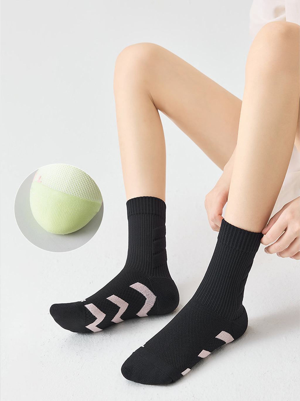 Flexvibe Women Mid-Calf Sports Socks Terry Thick Cushion Shock Absorbing for Cycling Running