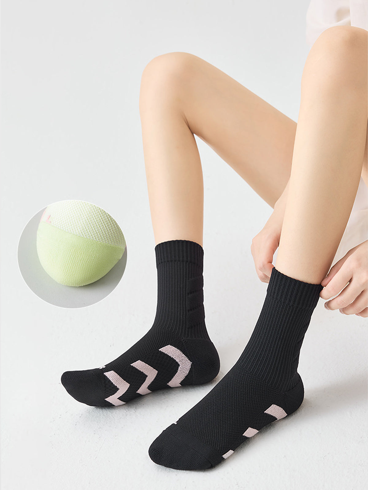 Flexvibe Women Mid-Calf Sports Socks Terry Thick Cushion Shock Absorbing for Cycling Running