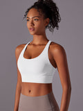 Flexvibe buttery soft sports bra in Core Color, cross back main product image for yoga, gym, commute, and daily