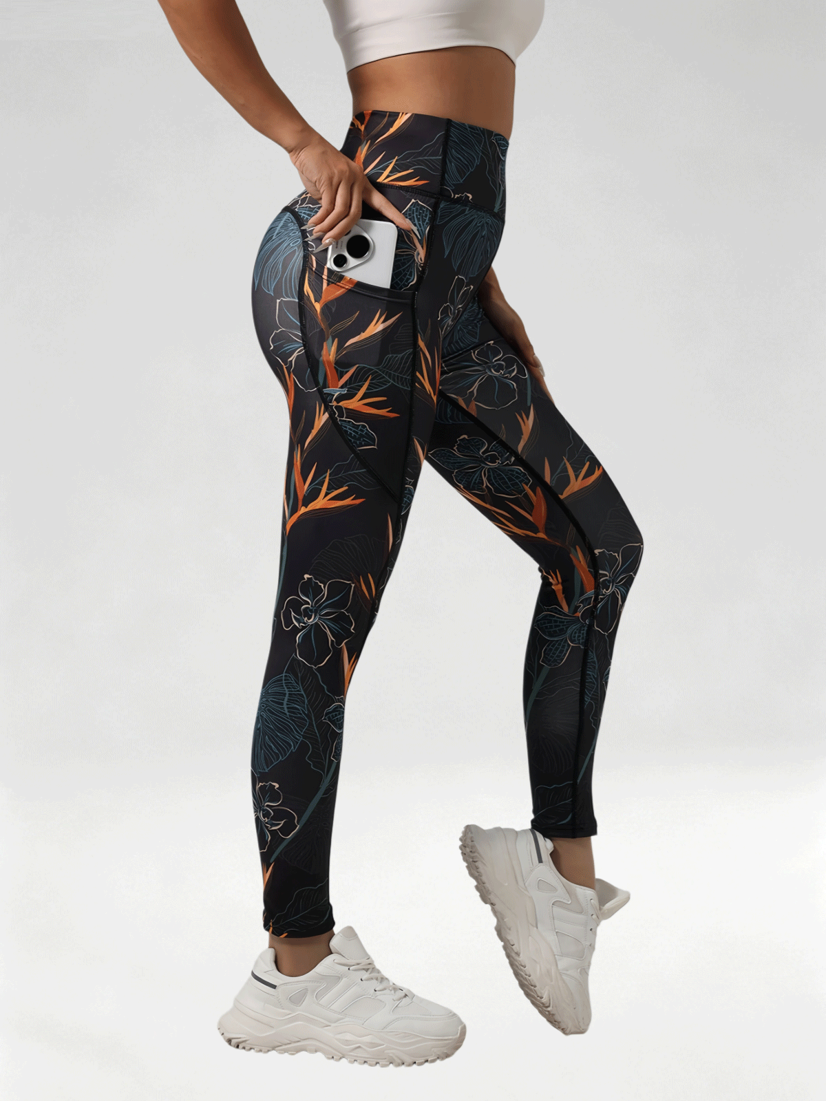 Flexvibe Women High Waist Printed Yoga Pants with Pockets Hip Lifting Casual Outdoor Gym Workout Leggings
