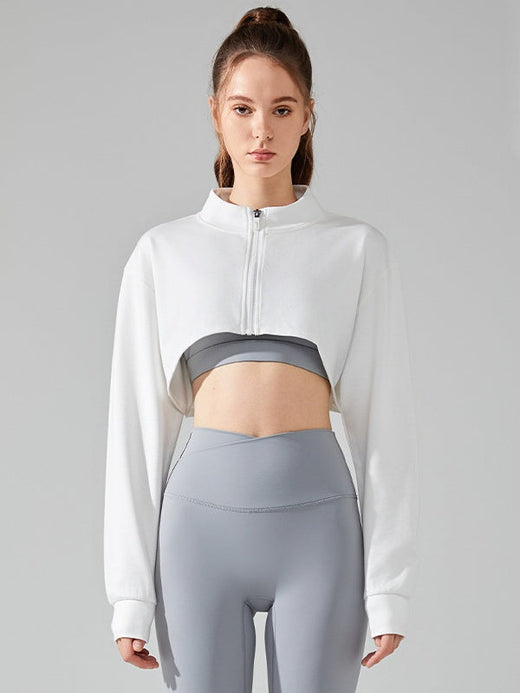 Flexvibe American Style Lapel Cropped Hoodie | Zip-Up, Breathable, High-Stretch, S–XL
