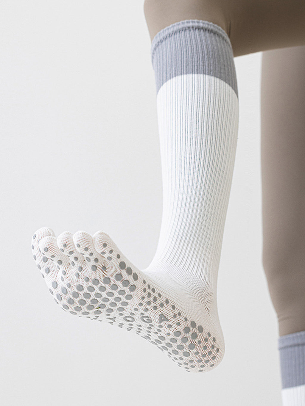 Thin Calf-High Five-Toe Pilates Grip Socks - Flexvibe product image 6