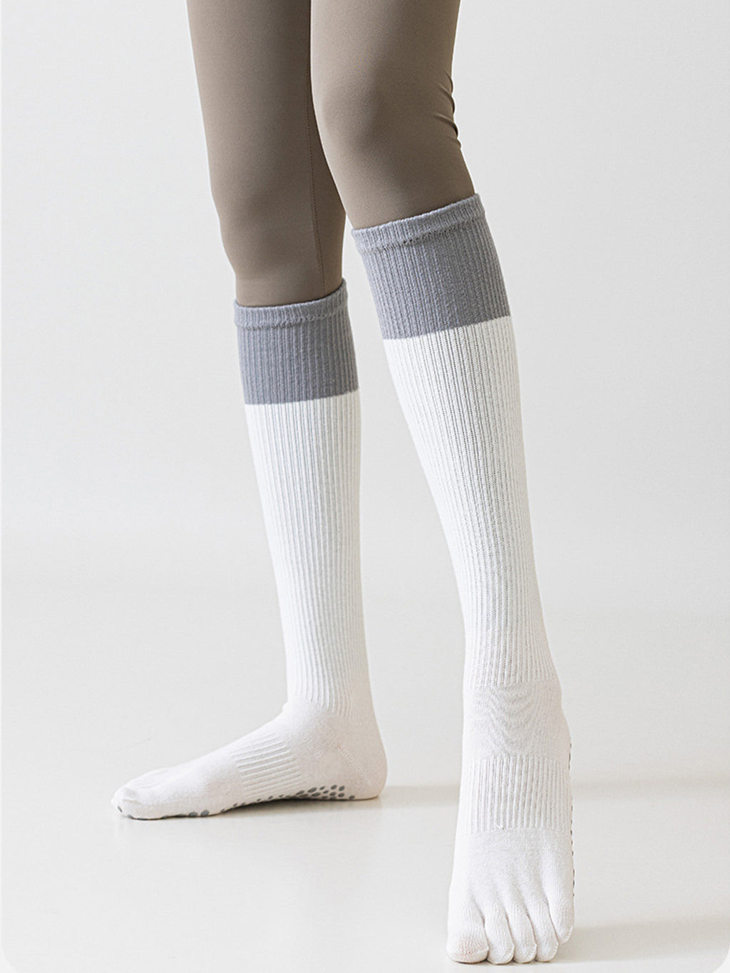 Thin Calf-High Five-Toe Pilates Grip Socks - Flexvibe product image 4
