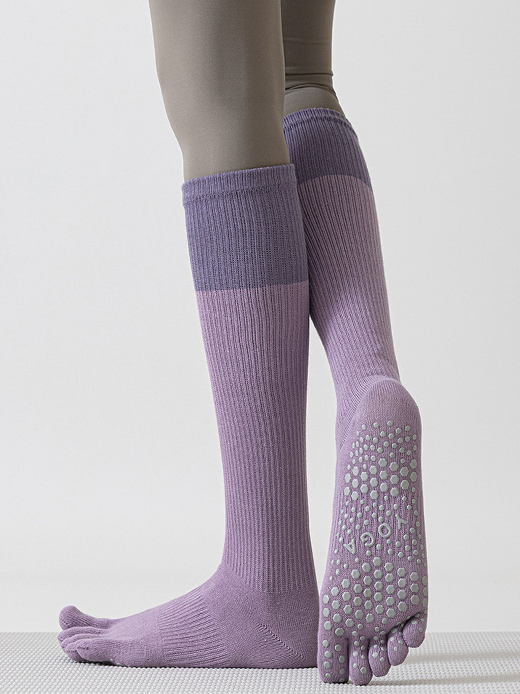 Thin Calf-High Five-Toe Pilates Grip Socks - Flexvibe product image 7