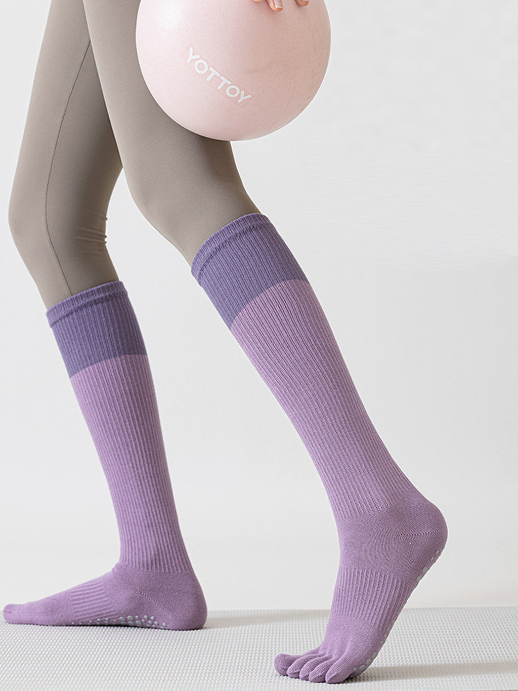 Thin Calf-High Five-Toe Pilates Grip Socks - Flexvibe product image 9