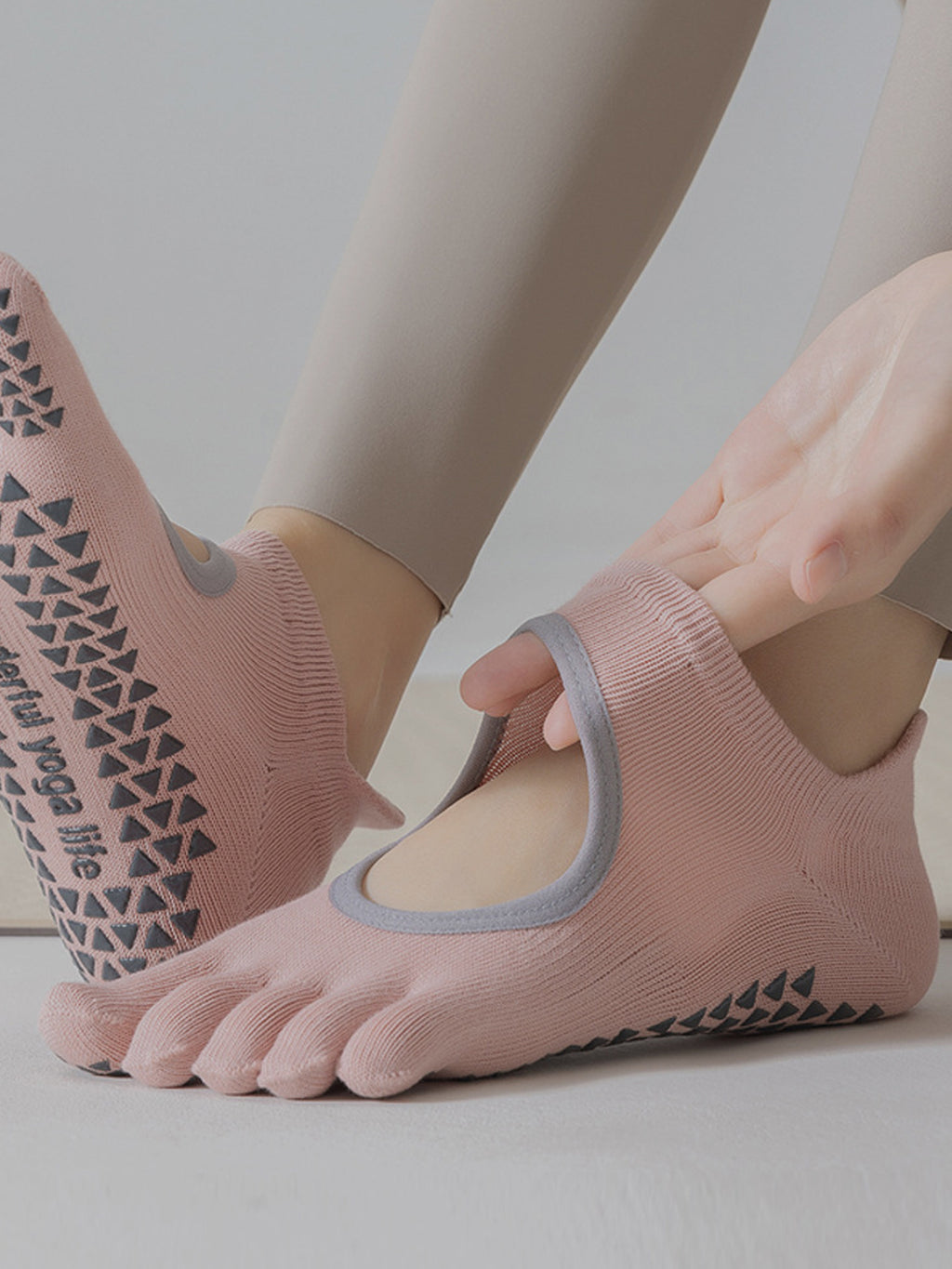 Thin Cotton Five-Toe Pilates Grip Socks - Flexvibe product image 8