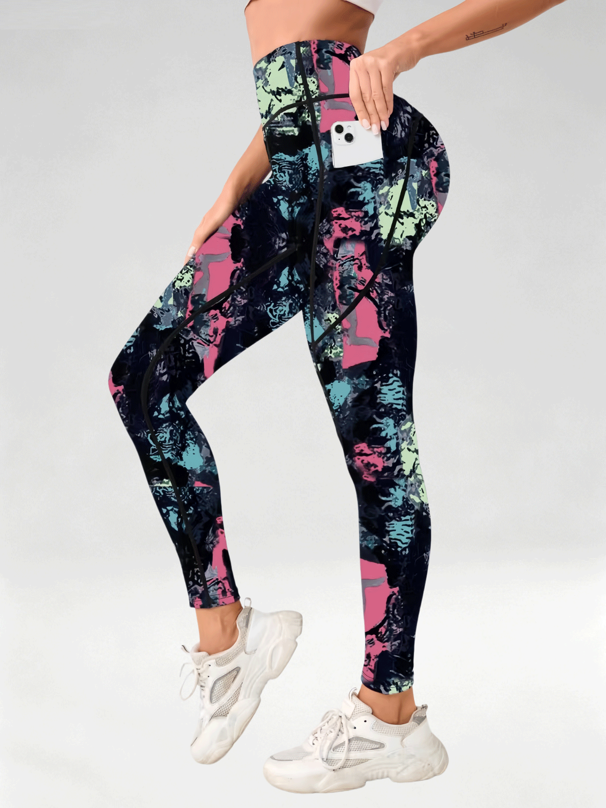 Flexvibe Women High Waist Printed Yoga Pants Tummy Control Lifting Slim Fit Gym Outdoor Workout Leggings