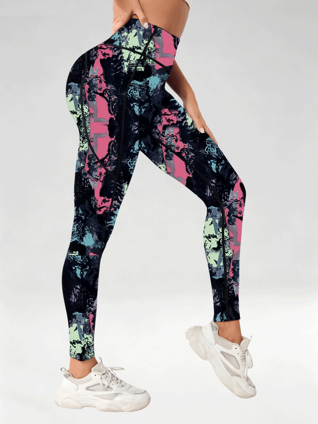 Flexvibe Women High Waist Printed Yoga Pants Tummy Control Lifting Slim Fit Gym Outdoor Workout Leggings