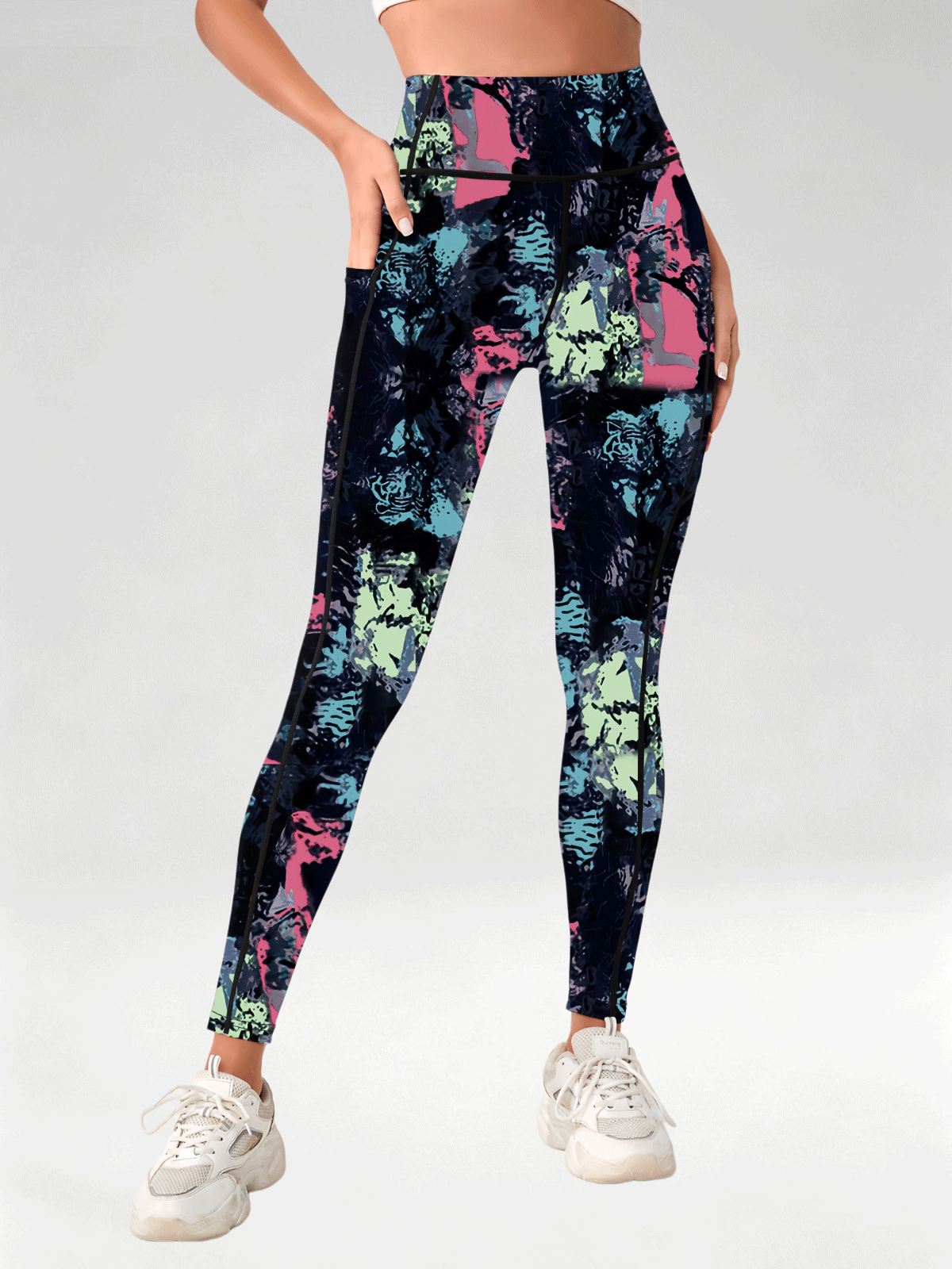 Flexvibe Women High Waist Printed Yoga Pants Tummy Control Lifting Slim Fit Gym Outdoor Workout Leggings