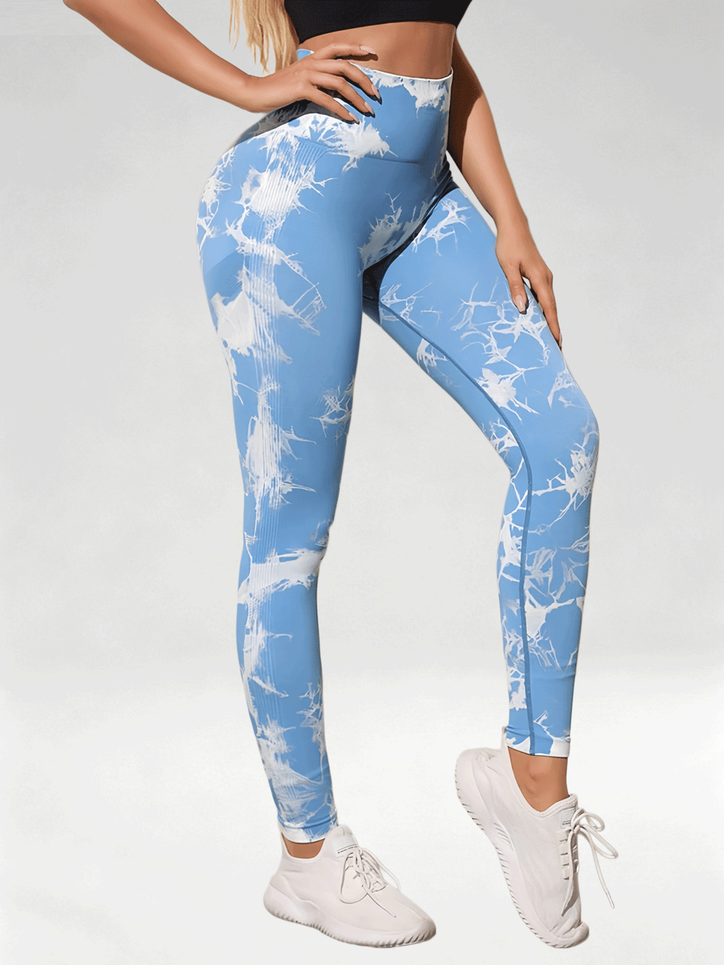 Flexvibe Women High Waist Seamless Tie‑Dye Yoga Leggings Hip Lifting Tummy Control Gym Workout Pants