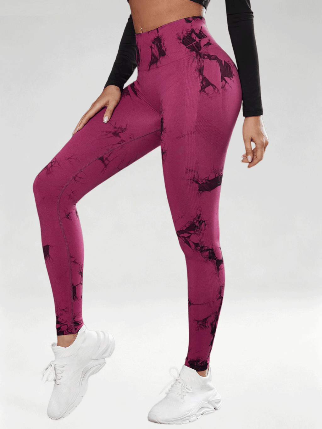 Flexvibe Women High Waist Seamless Tie‑Dye Yoga Leggings Hip Lifting Tummy Control Gym Workout Pants