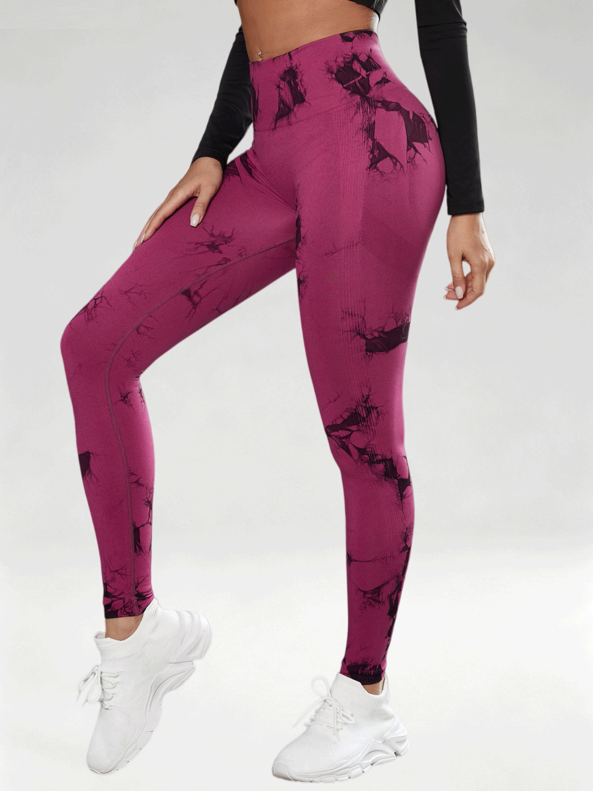 Flexvibe Women High Waist Seamless Tie‑Dye Yoga Leggings Hip Lifting Tummy Control Gym Workout Pants