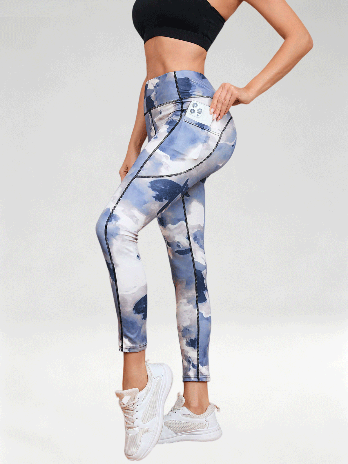 Flexvibe Women High Waist Printed Yoga Pants Tummy Control Lifting Slim Fit Gym Outdoor Workout Leggings